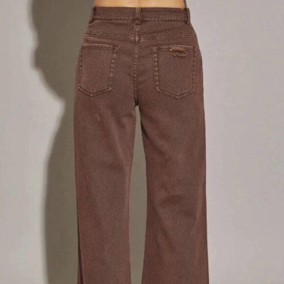 High Waisted Heavily Distressed Wide Leg Denim Jeans - Picture 3 of 4